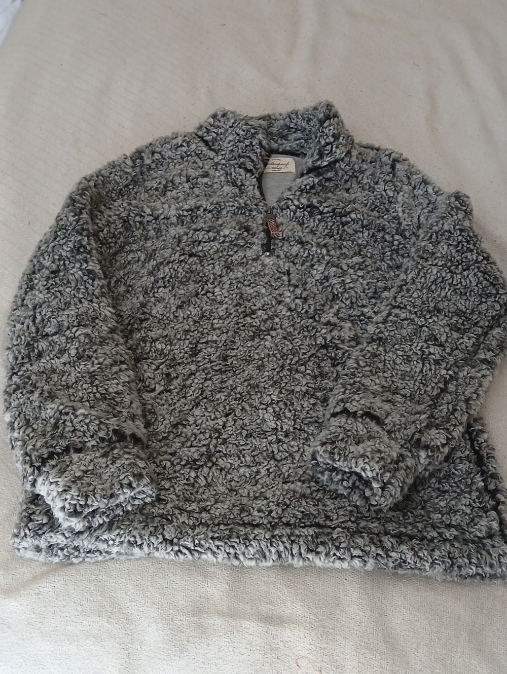 Weatherproof Womens Heather Gray Fluffy Sherpa Style Quarter Zip Pullover
